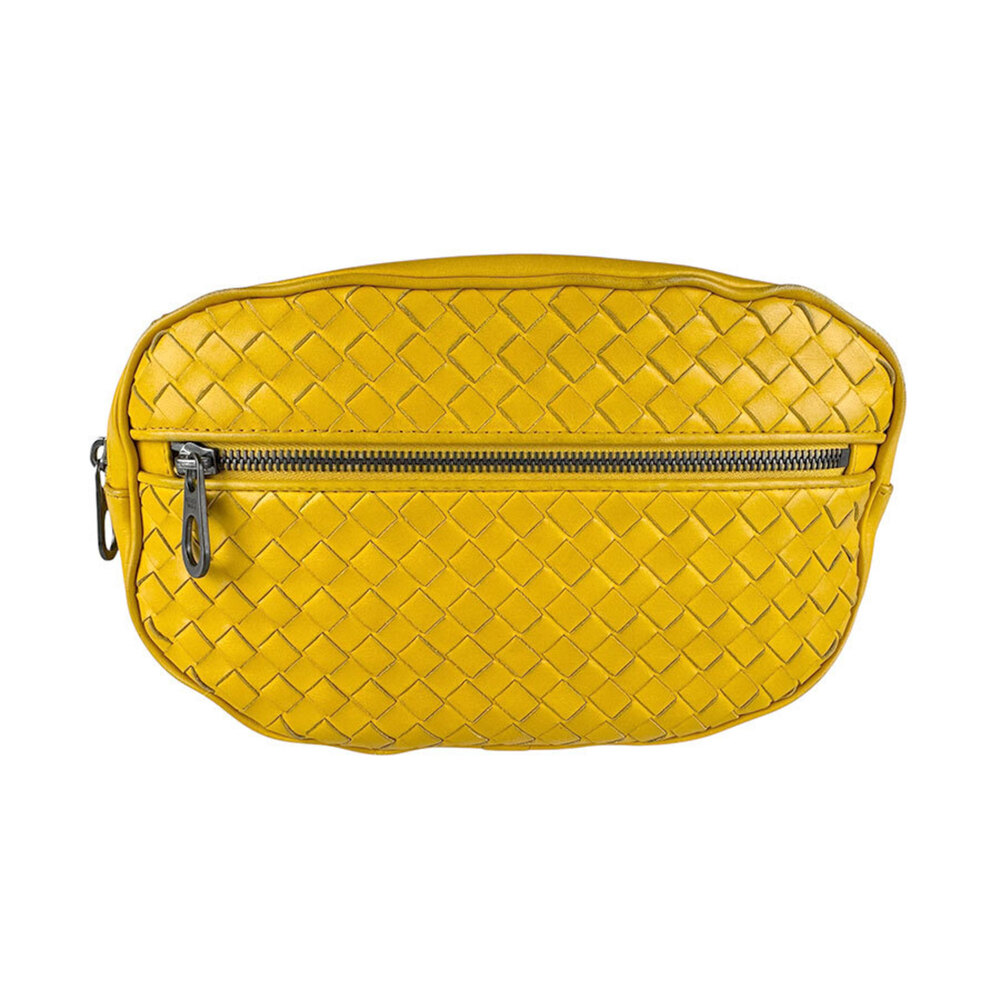BOTTEGA VENETA Yellow Leather Intrecciato Fanny Pack